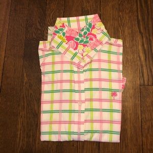 Lilly Pulitzer Pink and Green Button Up size 10
